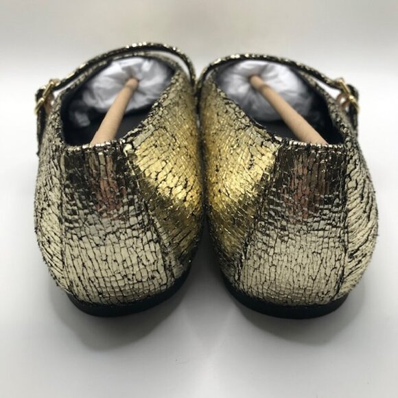 NWT Katy Perry Women's "The Evie" Gold Metallic Textured Mary Jane Flats 10M - Picture 4 of 8